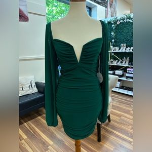 Short emerald long sleeve dress